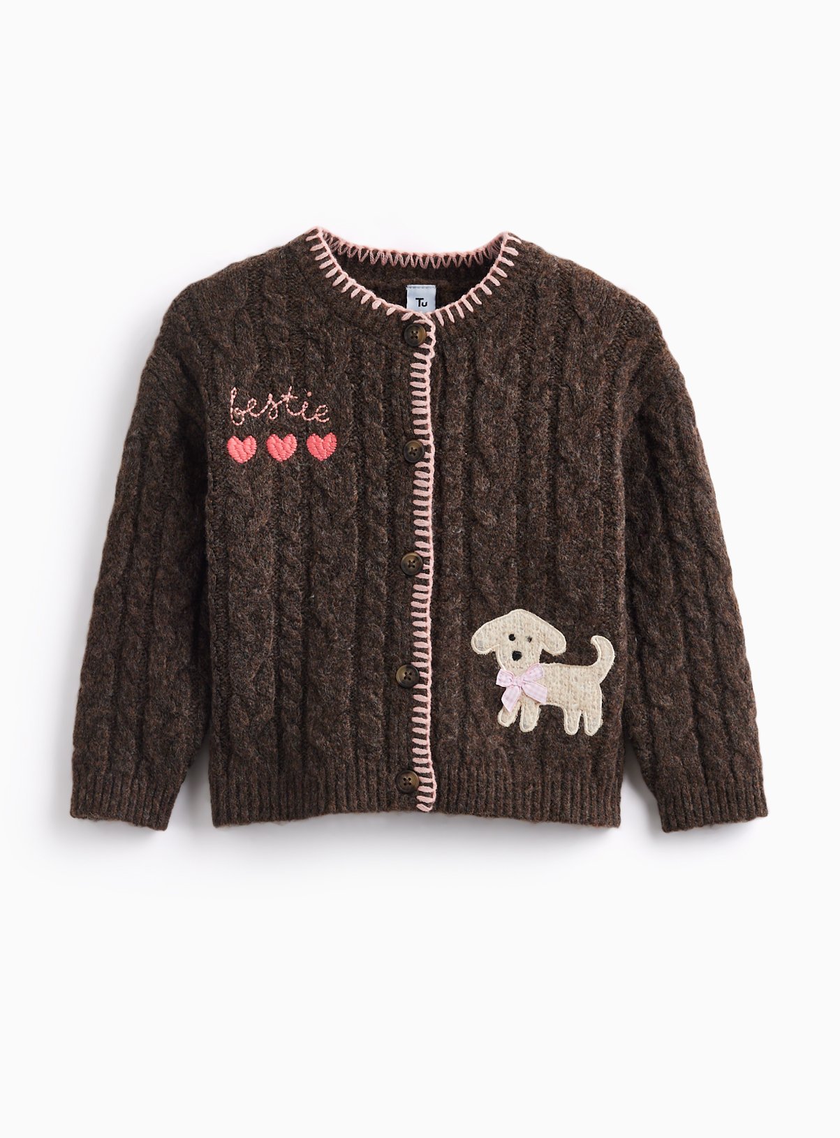 Dog Stitch Detail Long Sleeve Cardigan 