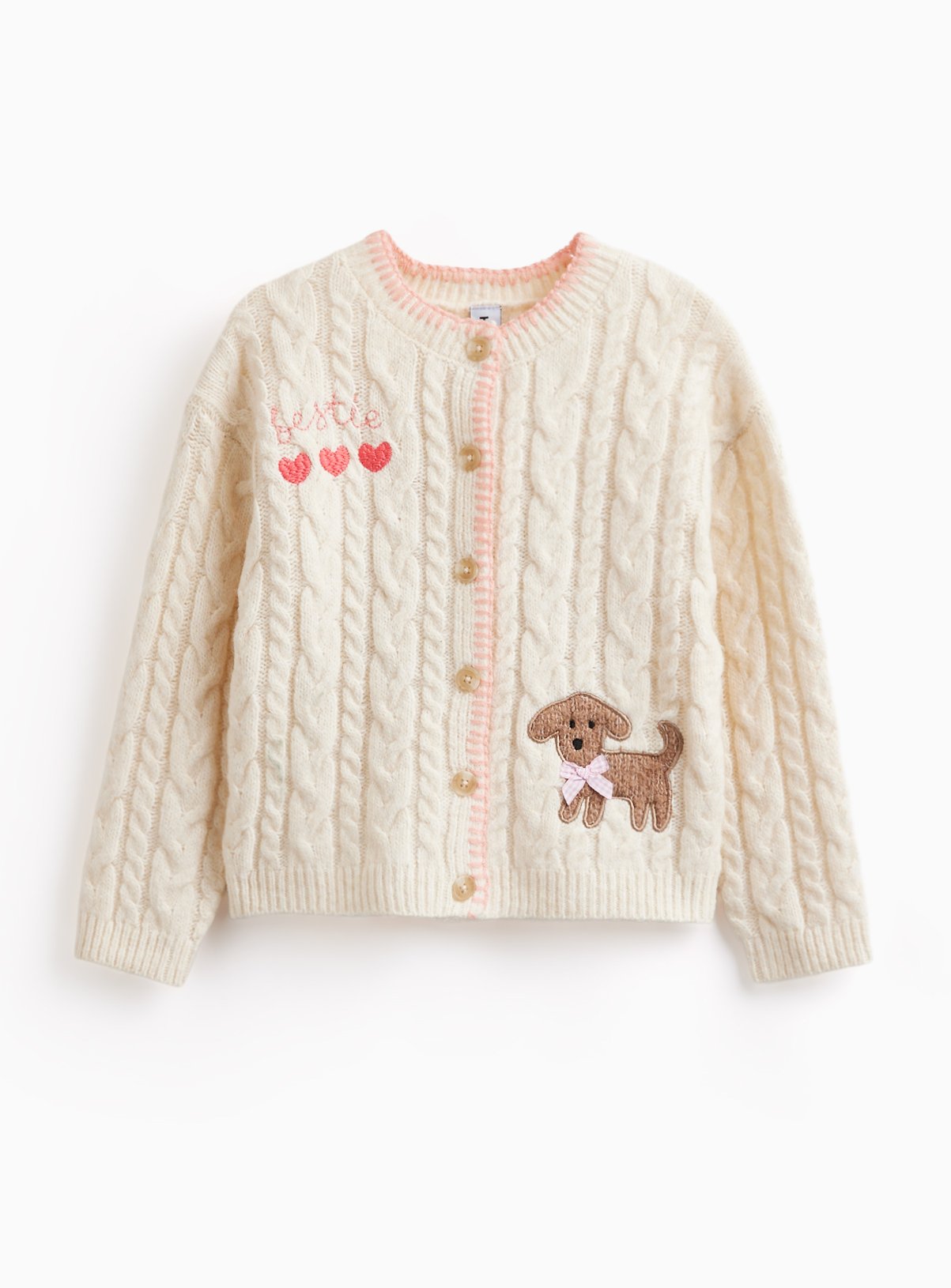 Dog Stitch Detail Long Sleeve Cardigan 