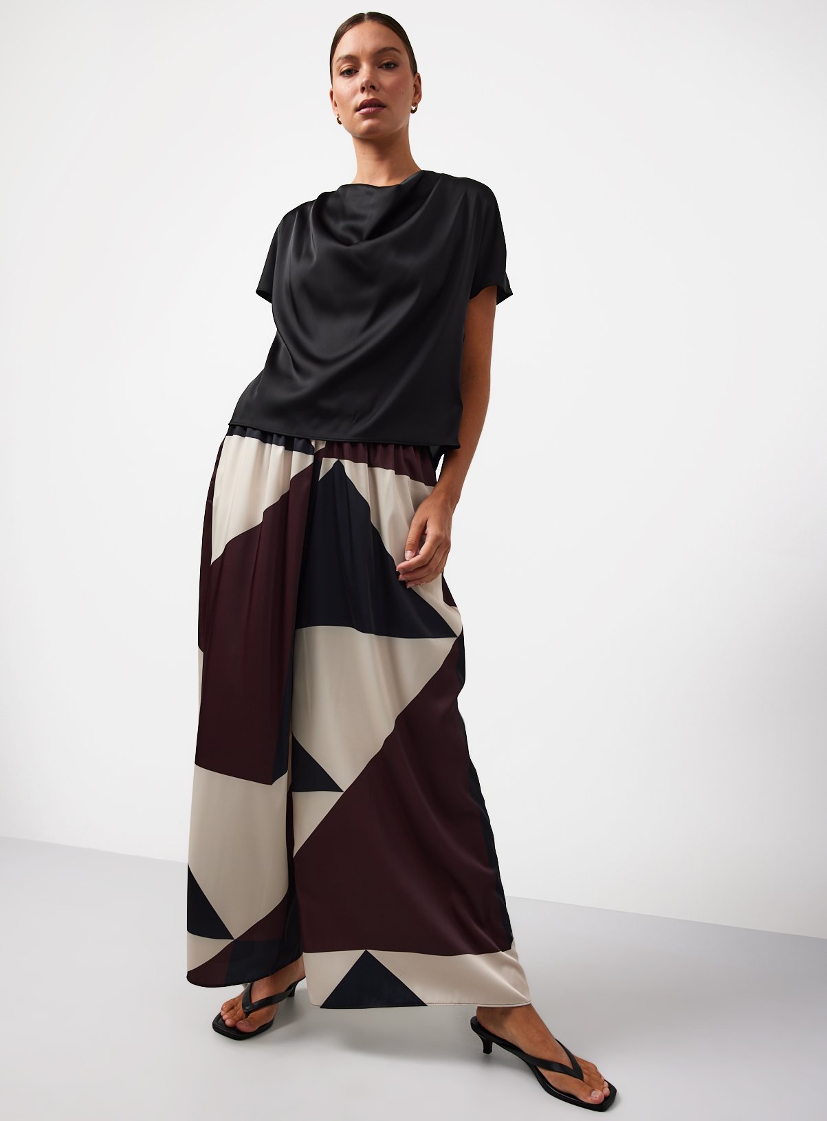 Brown & Ivory Graphic Wide Leg Trousers
