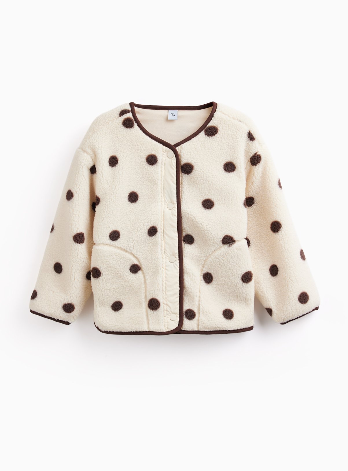 Mono Spot Print Borg Jacket 