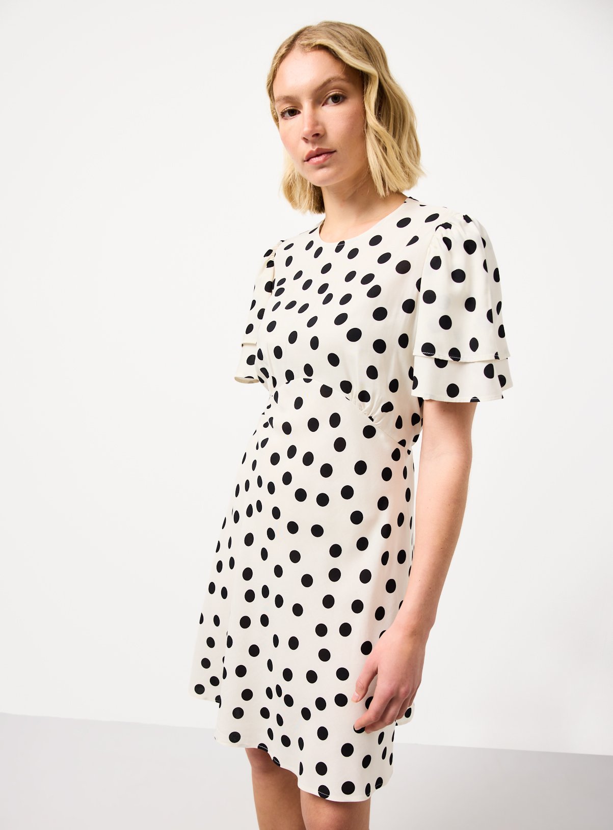 Cream Polka Dot Print Mini Tea Dress 8