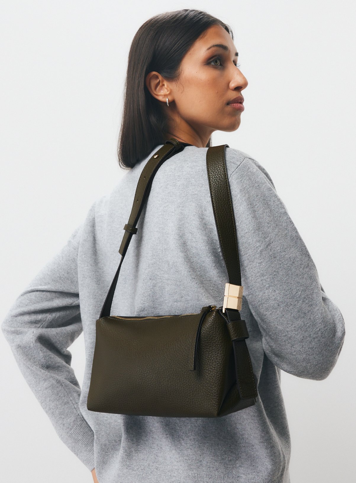 Dark Green Olive PVC Cross Body Bag One Size