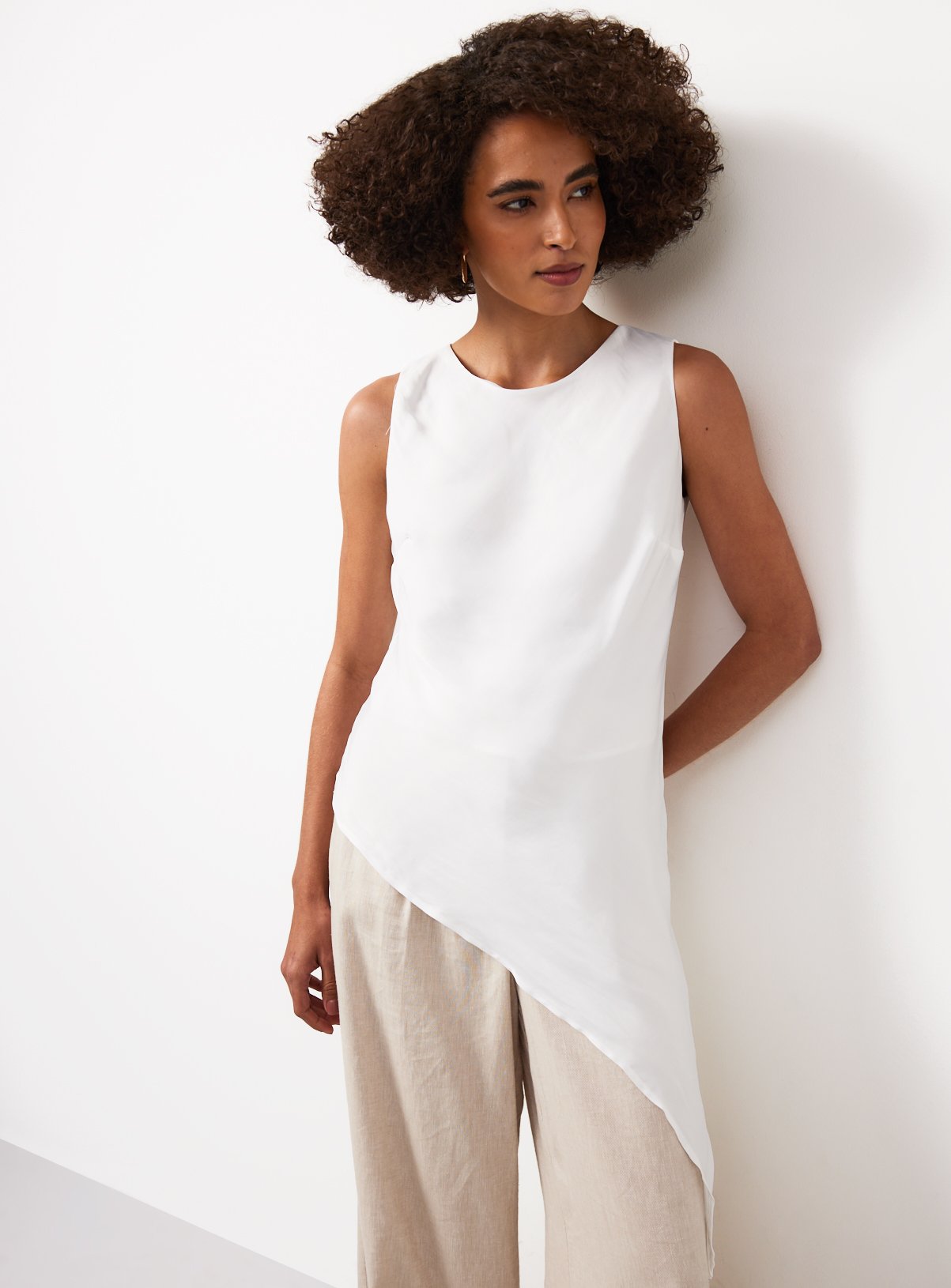Satin Asymmetric Hem Co-ord Top 