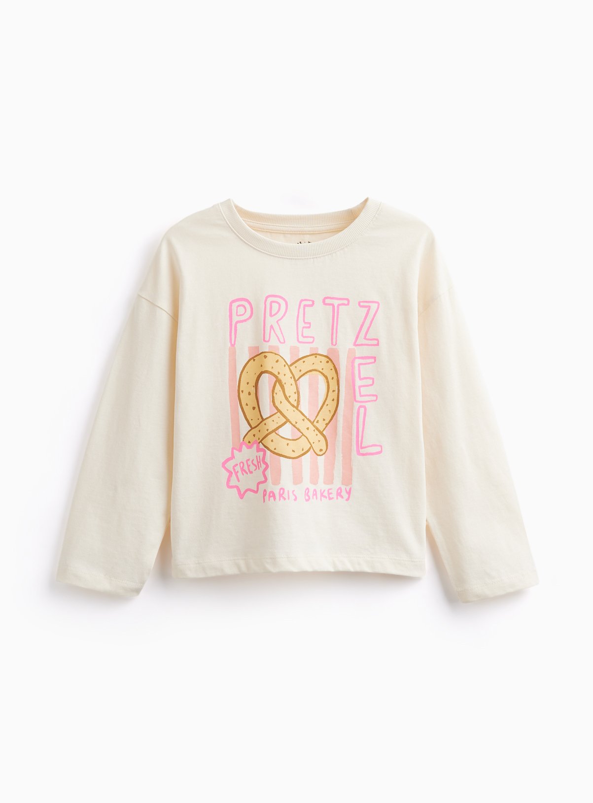 White Pretzel Graphic Long Sleeve Relaxed Fit T-Shirt 7-8 years