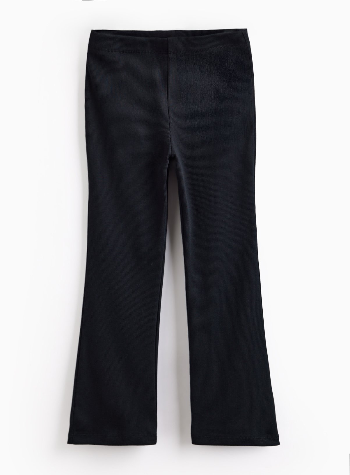 Black Ribbed Kick Flare Trousers 2 Pack 
