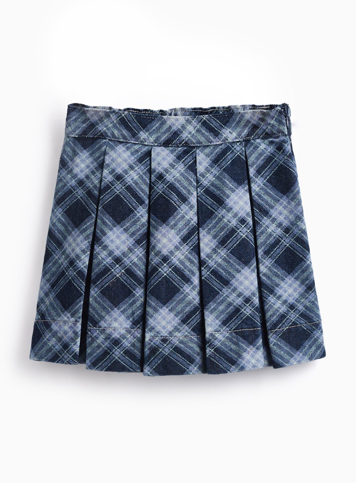 Blue Check Print Denim Skirt 10 years