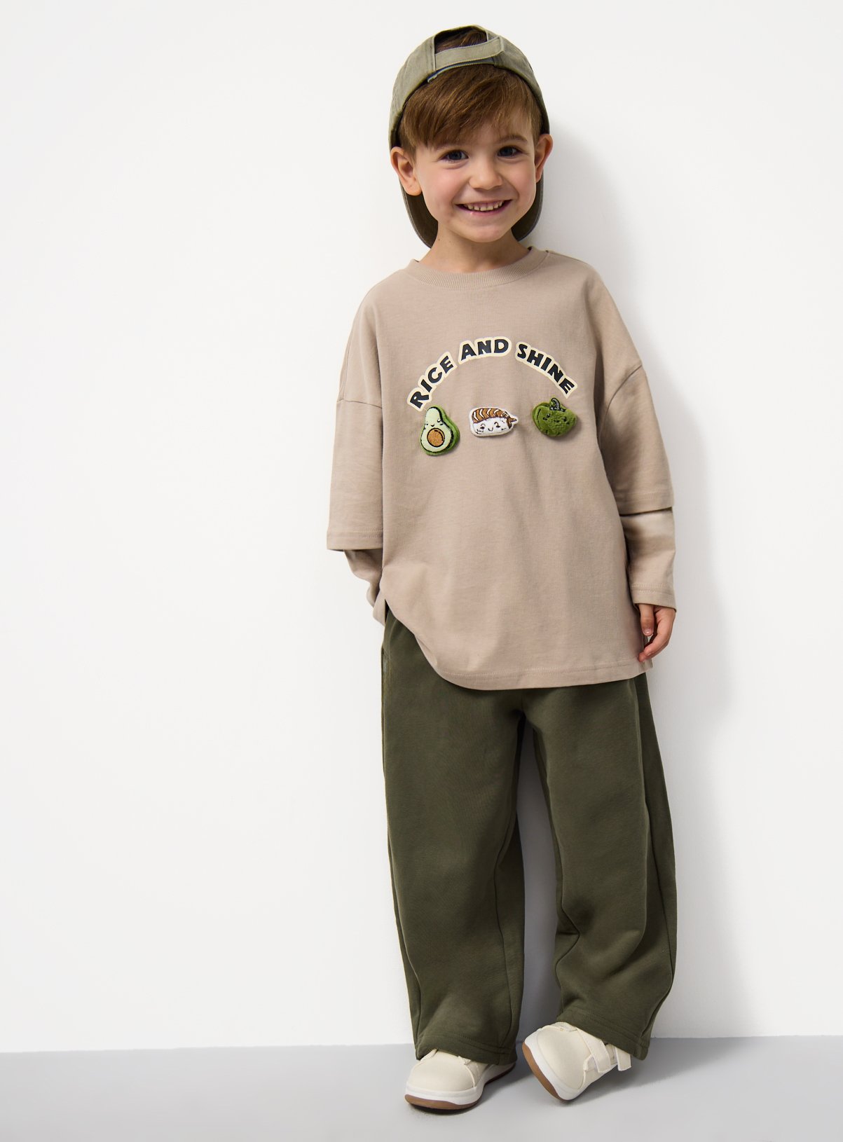 Beige How To Sushi Mock Sleeve T-Shirt 