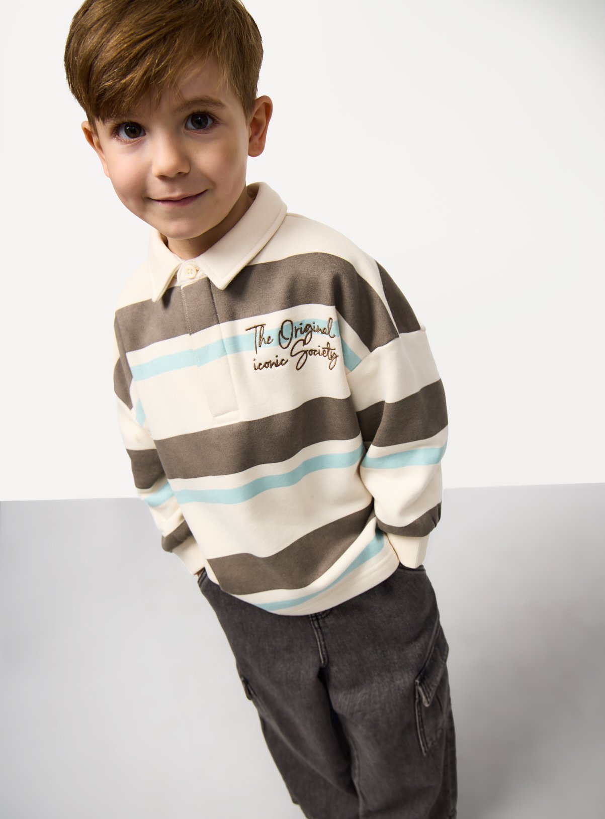 Neutral Stripe Print Rugby Shirt 