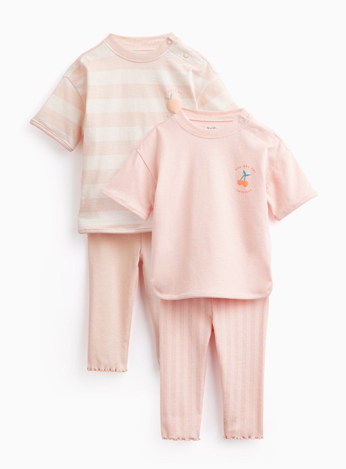 Pink & Stripe Print T-Shirt & Trousers Sets 2 Pack Up to 3 mths