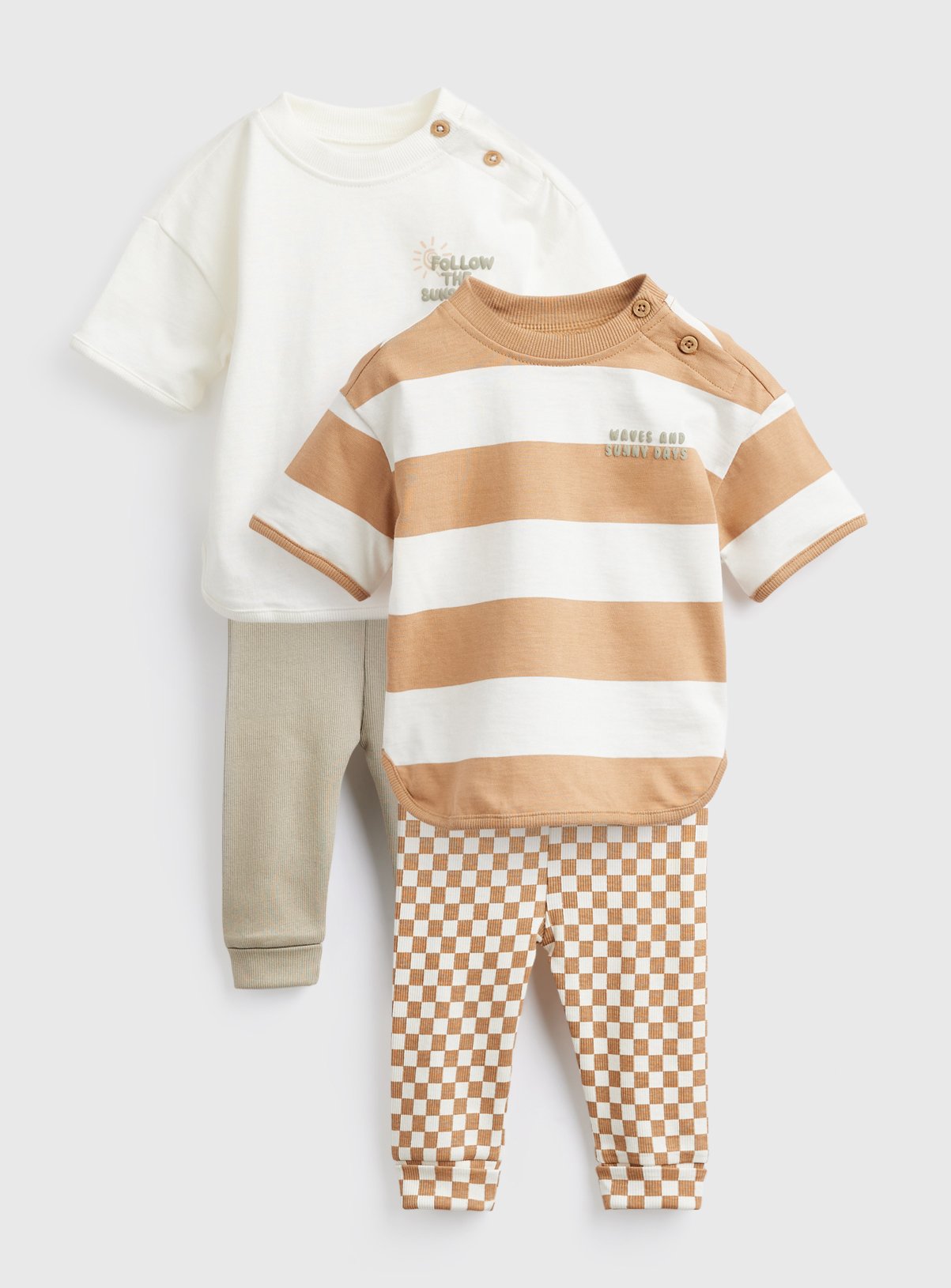 Stripe & Checked Print T-Shirt & Leggings Set 2 Pack Up to 3 mths