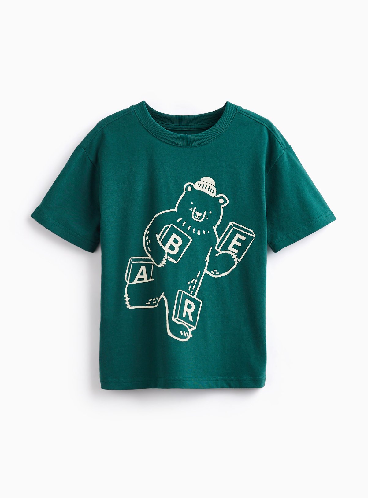 Green Scrabble Bear Graphic T-Shirt 
