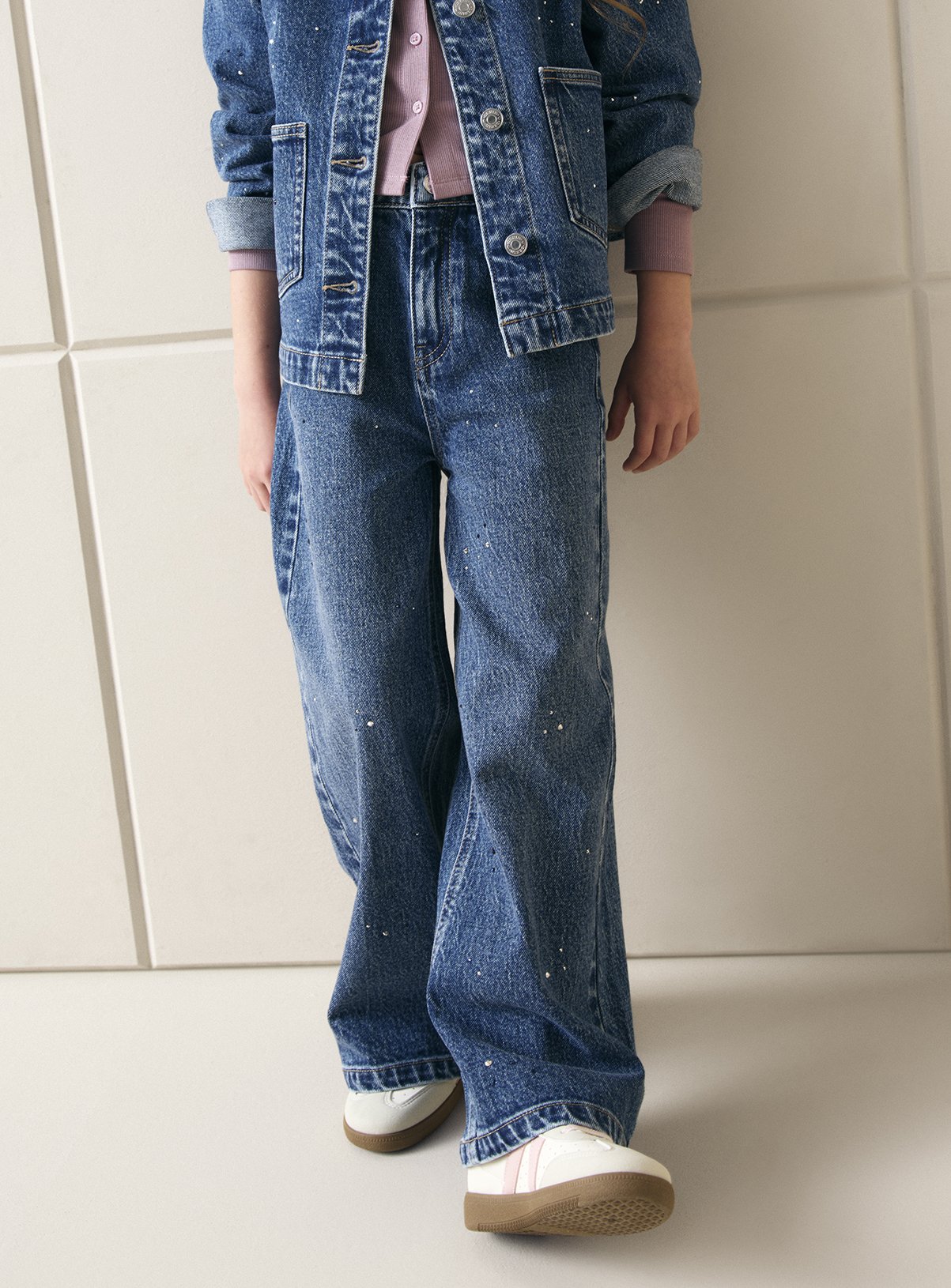 Blue Denim Wide Leg Jeans 6 years