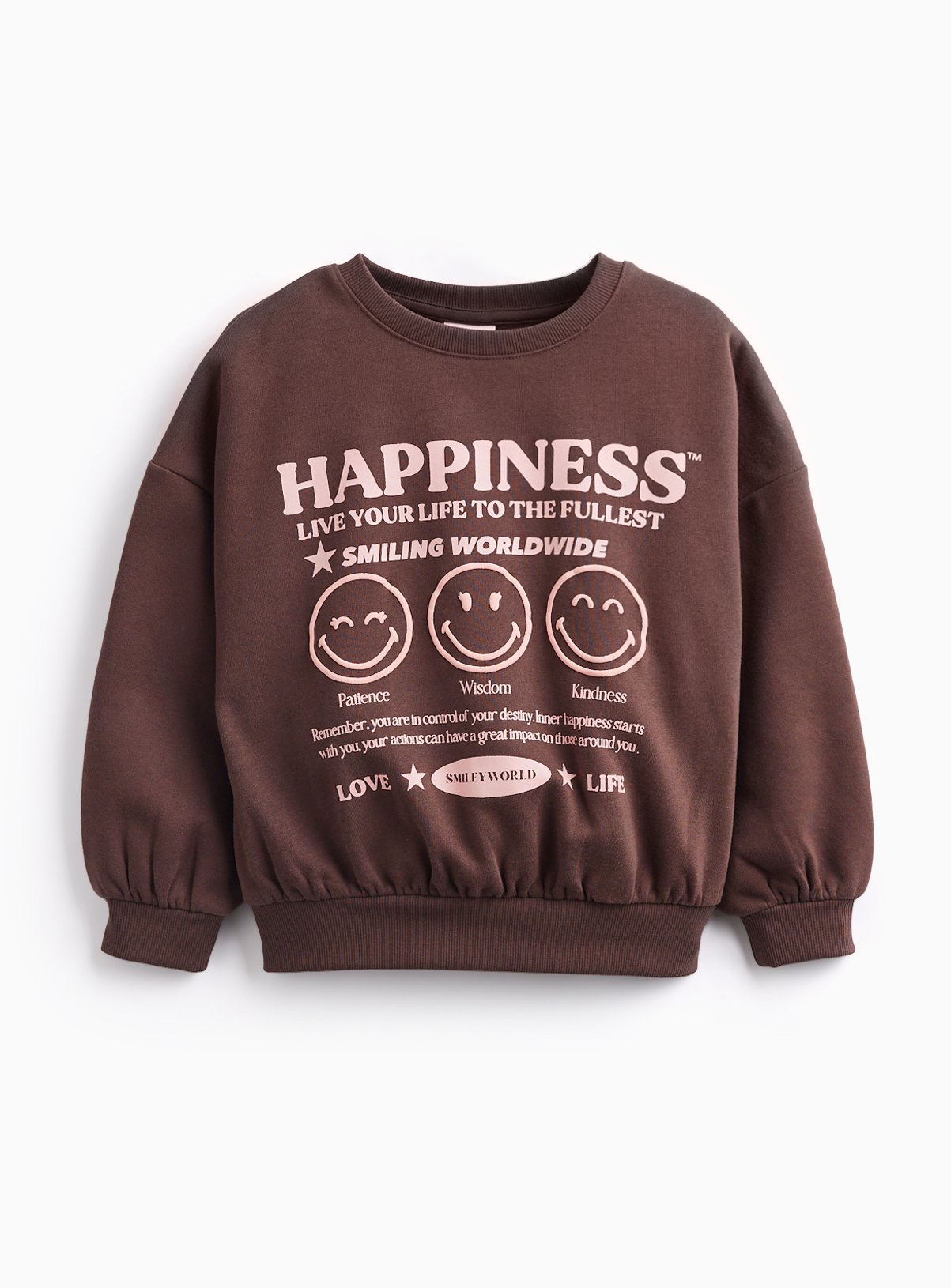 Smiley World Brown Happiness Graphic Sweatshirt 9 years