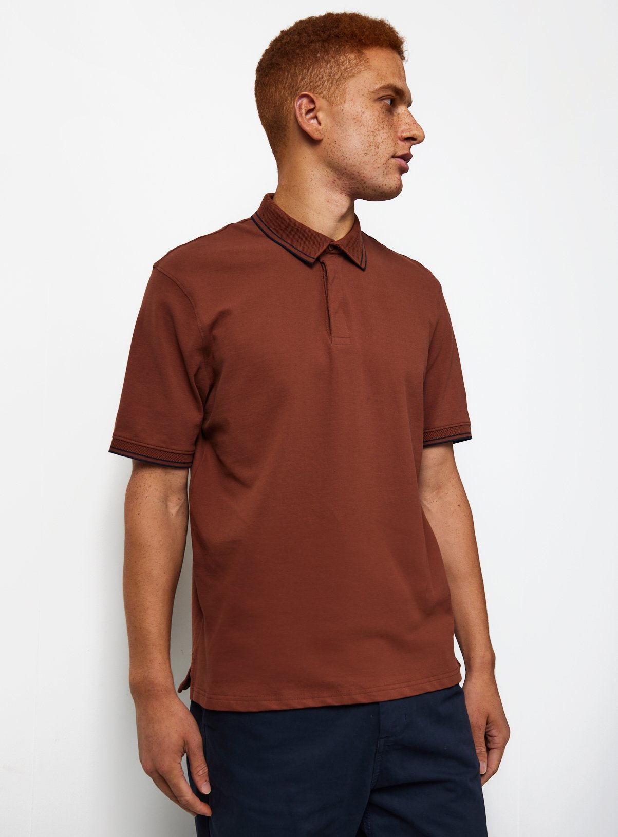 Orange Tipped Collar Polo Shirt 