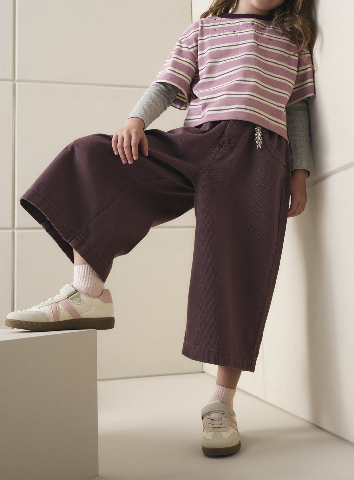 Purple Wide Leg Culotte Jeans 
