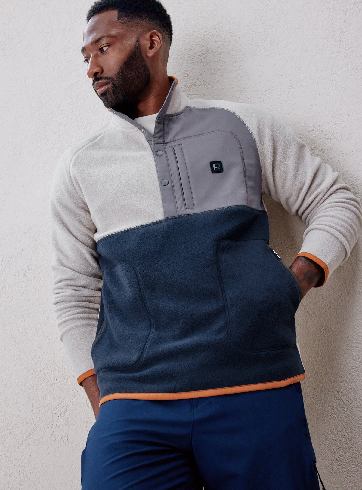 REAKTIV Cream Athleisure Colourblock Fleece 