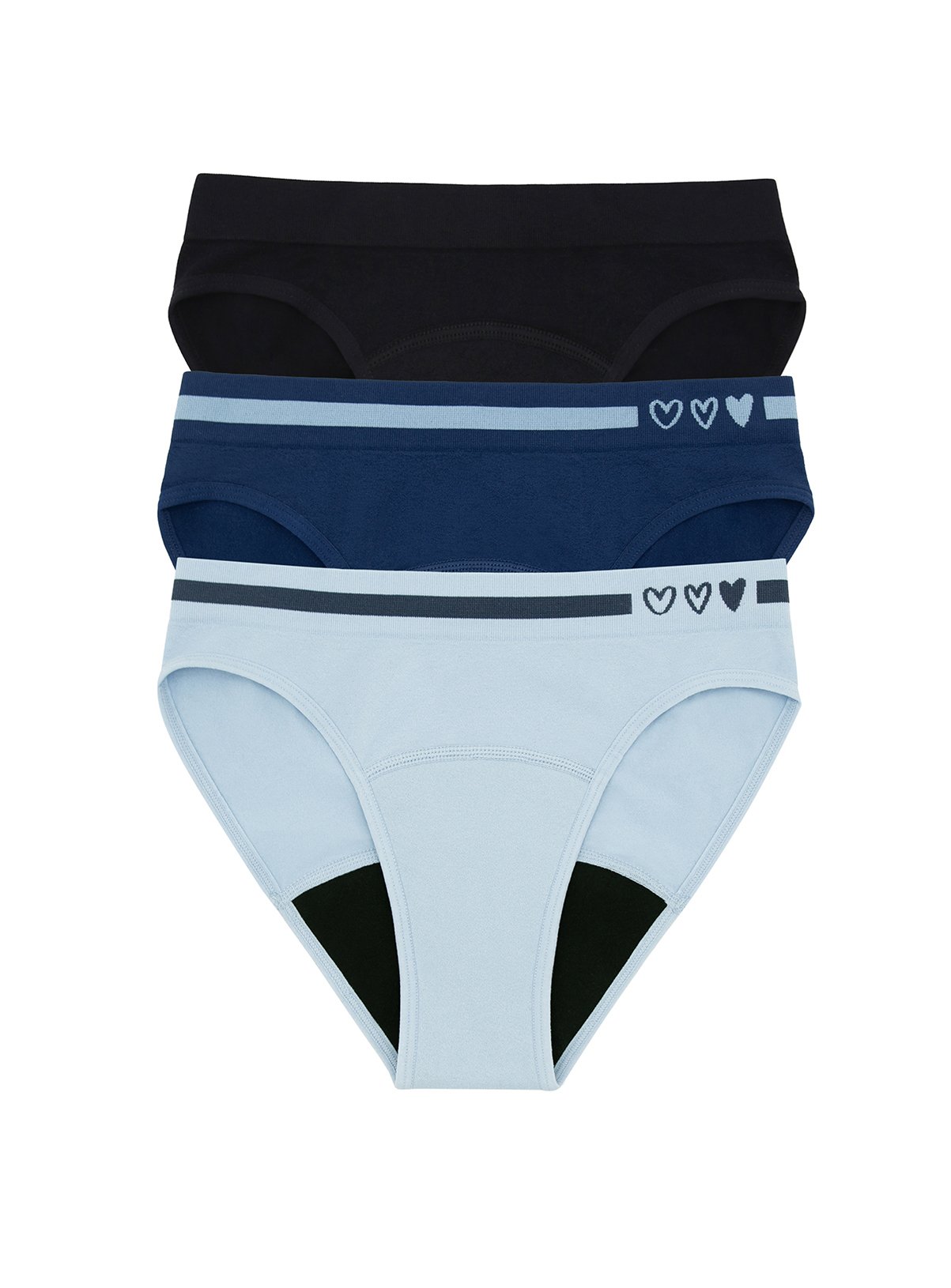 LOVE LUNA Girls 3 Pair Pack Seamfree Period Briefs Snowflake 13-14 years