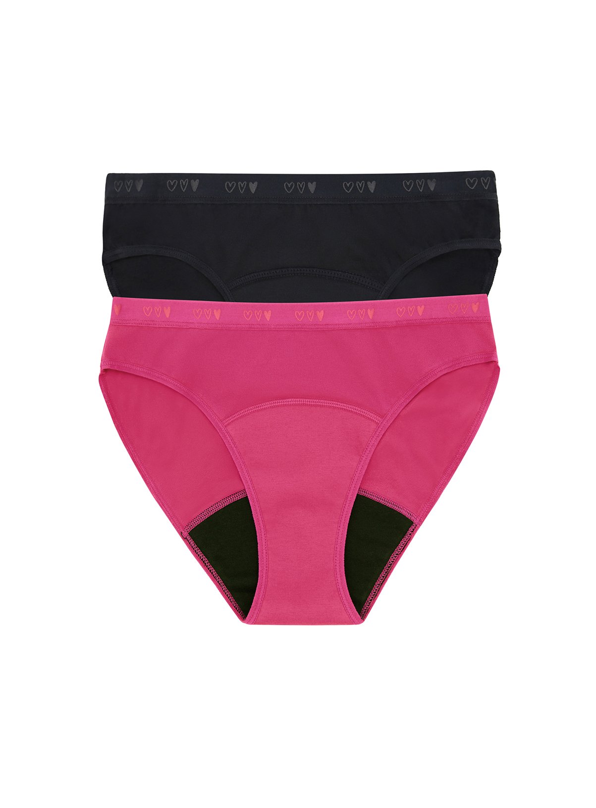 LOVE LUNA Girls 2 Pair Pack Period Bikini Brief Black & Boysenberry 11-12 years