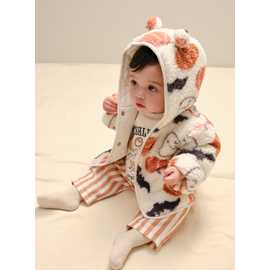Cream Halloween Print Borg Hoodie