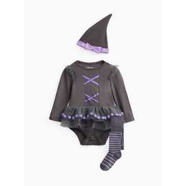 Black & Purple Halloween Witch Tutu Bodysuit Set