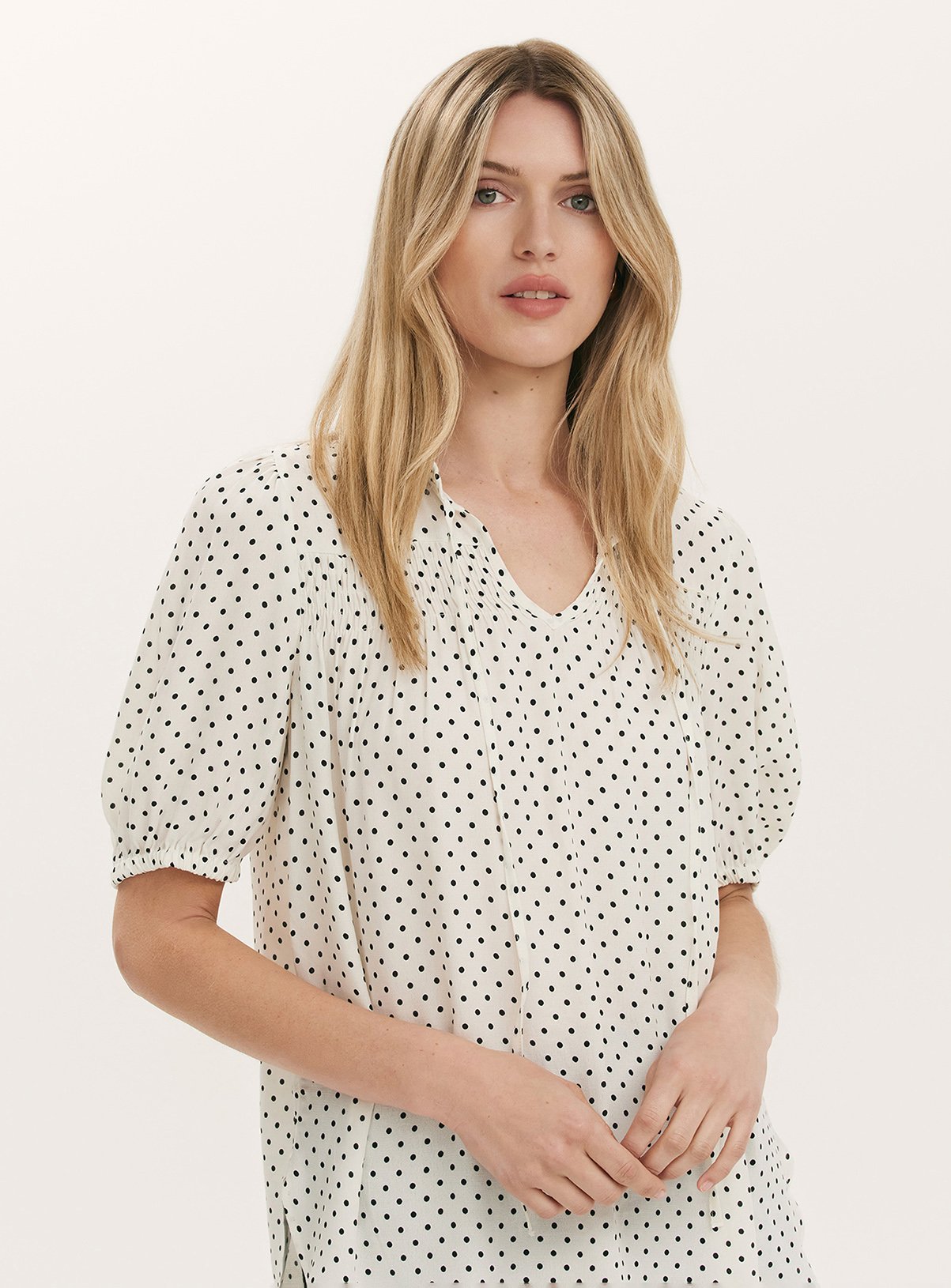 FINERY Macie Blouse Ivory Polka Dot