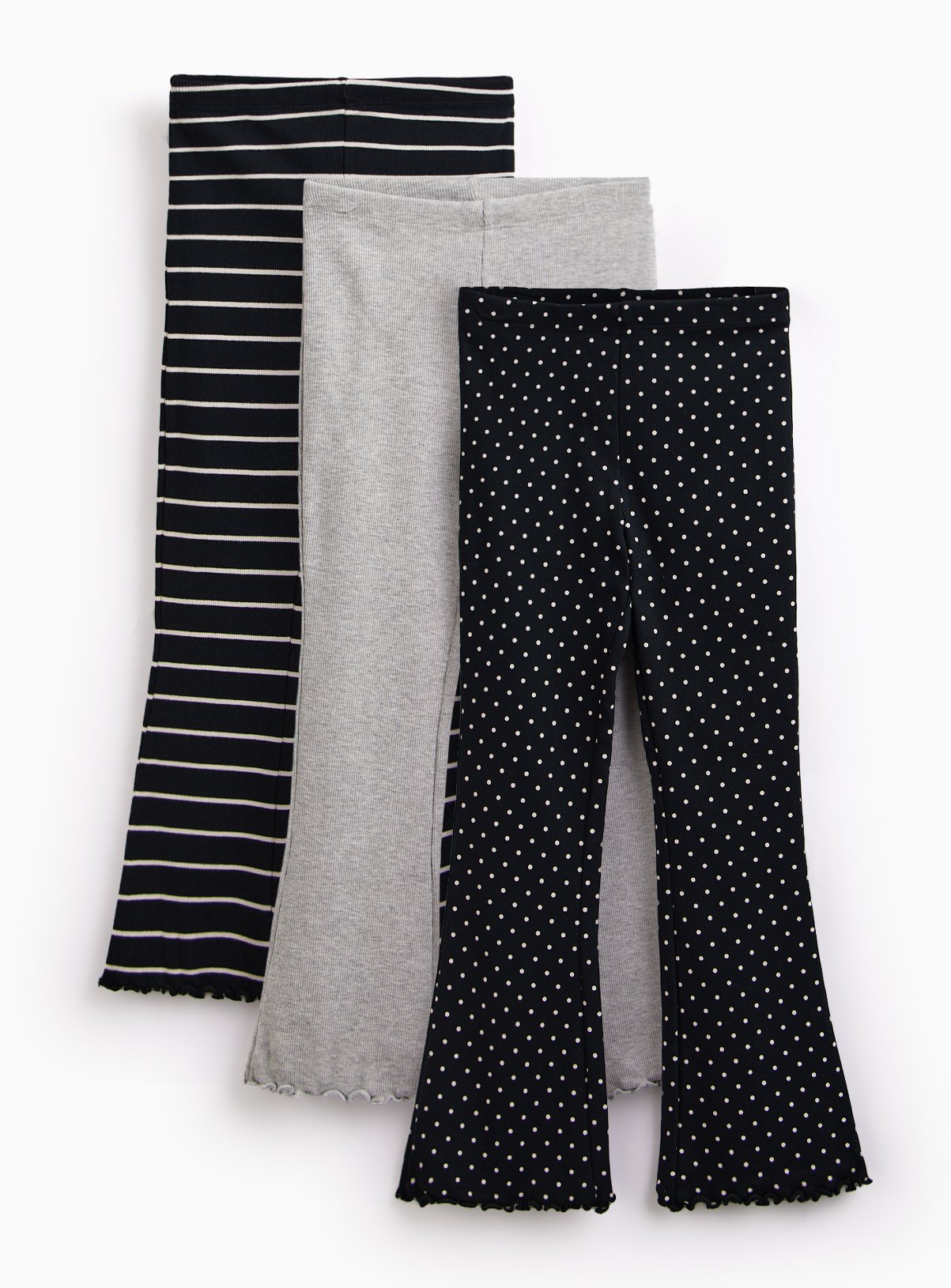 Mono Stripe and Polka Dot Ribbed Kickflares 3 Pack 
