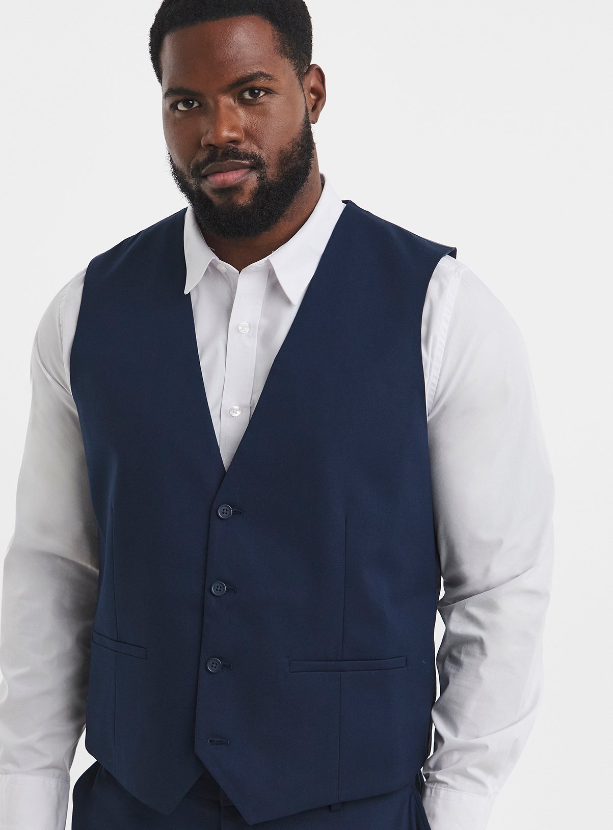 JACAMO James Regular Fit Stretch Waistcoat Navy 