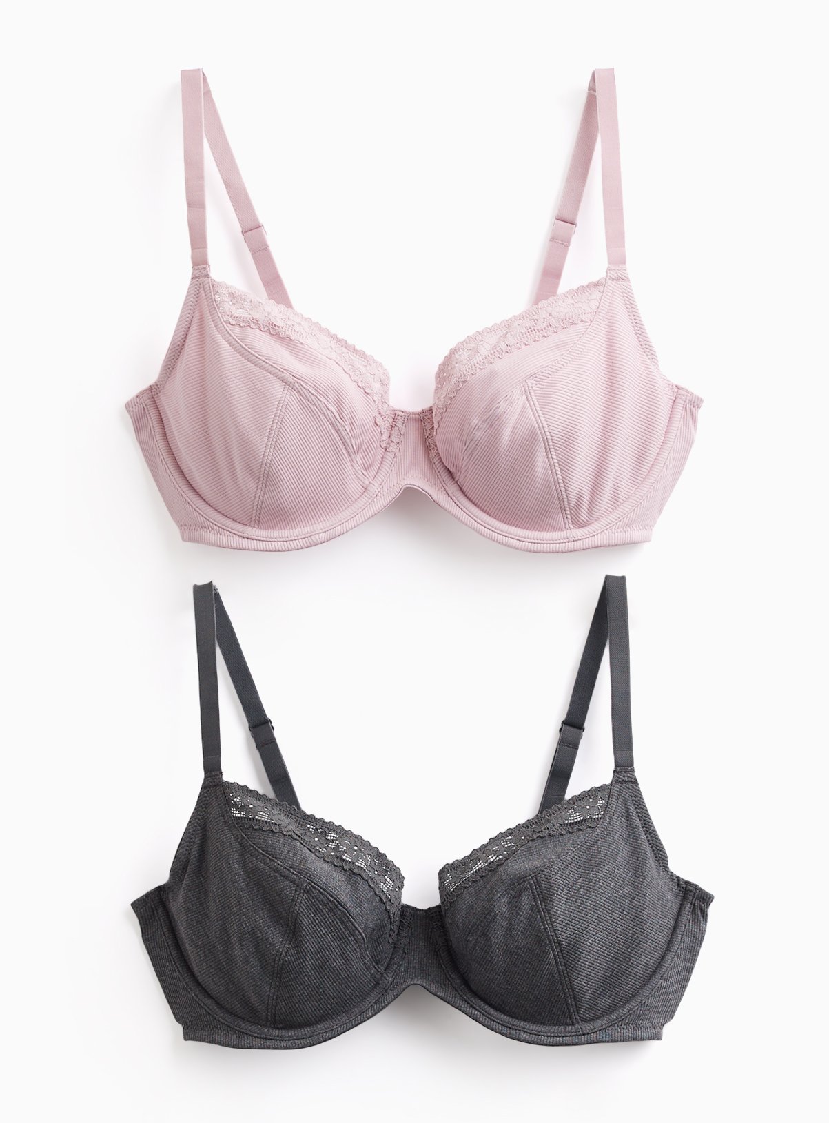 DD+ Rib Plunge T-Shirt Bras 2 Pack  