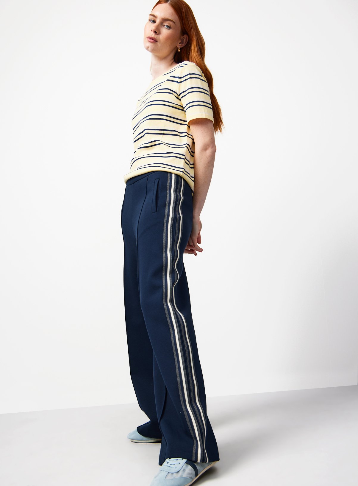 Side Stripe Wide Leg Trousers 