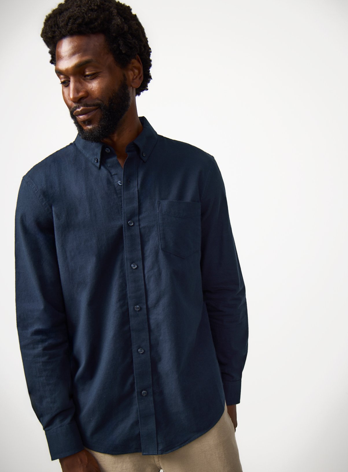 Navy Long Sleeve Oxford Shirt 