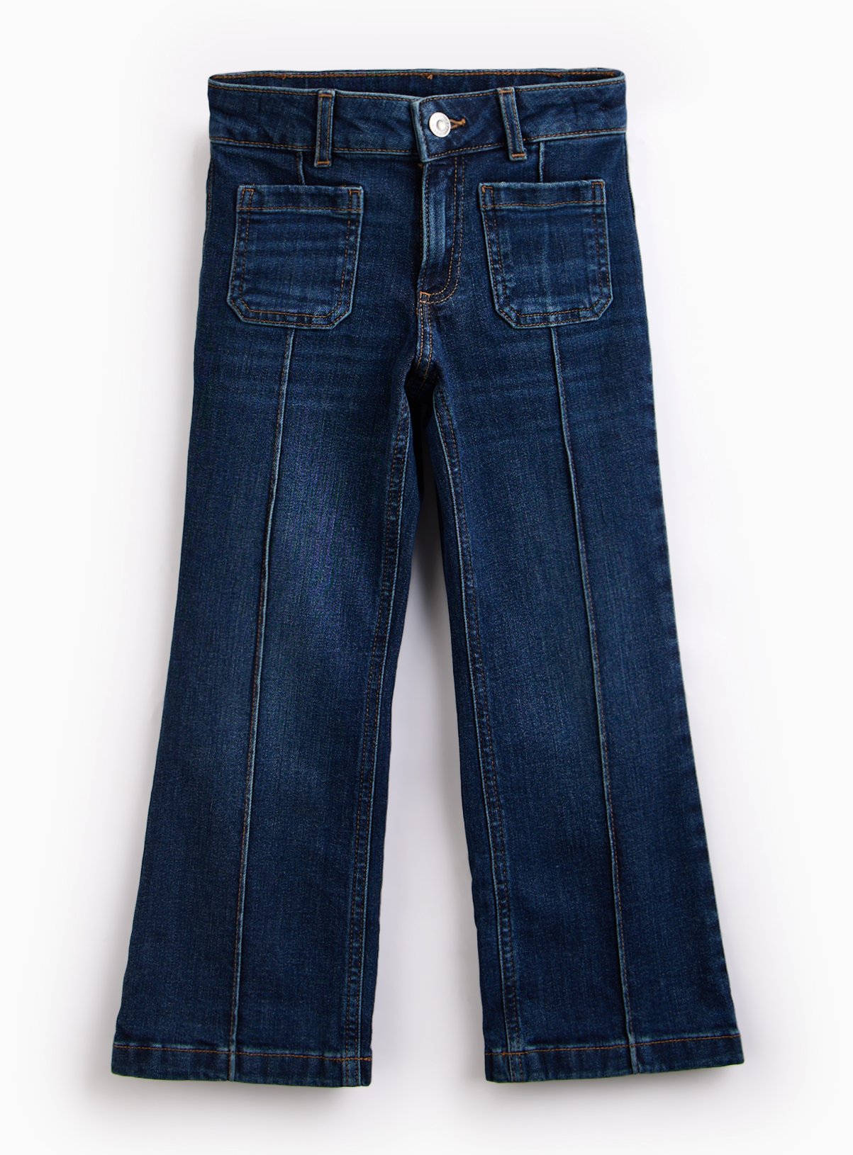 Blue Dark Wash Denim Pintuck Kickflare Jean 6 years