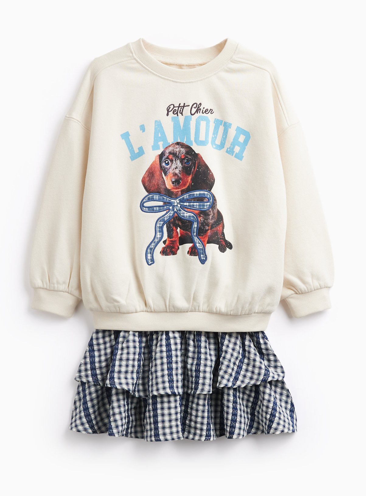 Cream L'Amour Dog Sweatshirt & Skirt Set 