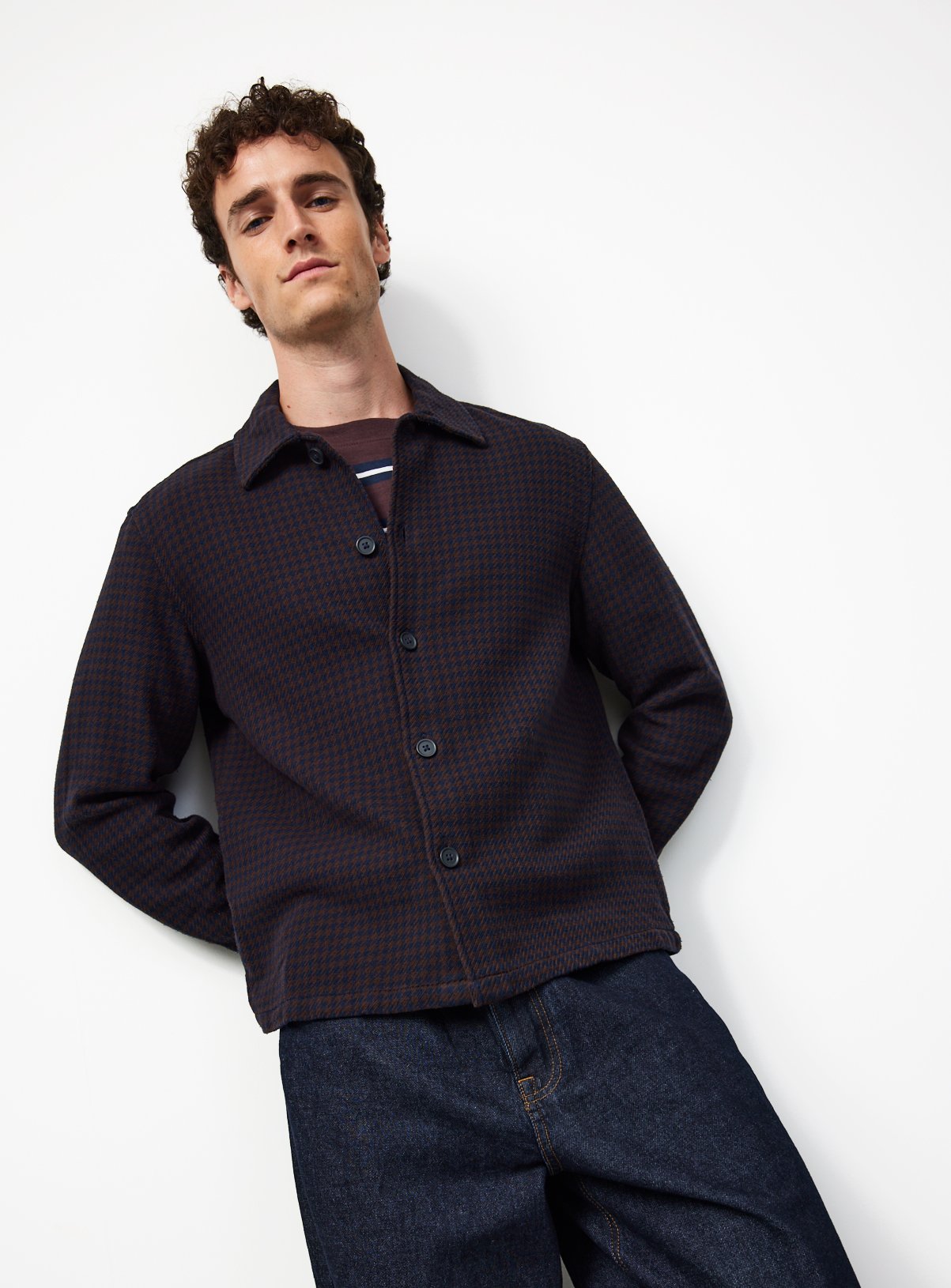 Dogtooth Cotton Smart Shirt XXXL