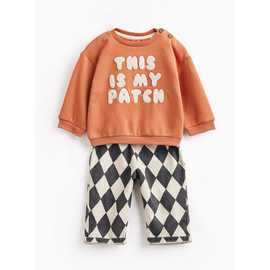Orange This Is My Patch Graphic Sweatshirt & Trousers Set