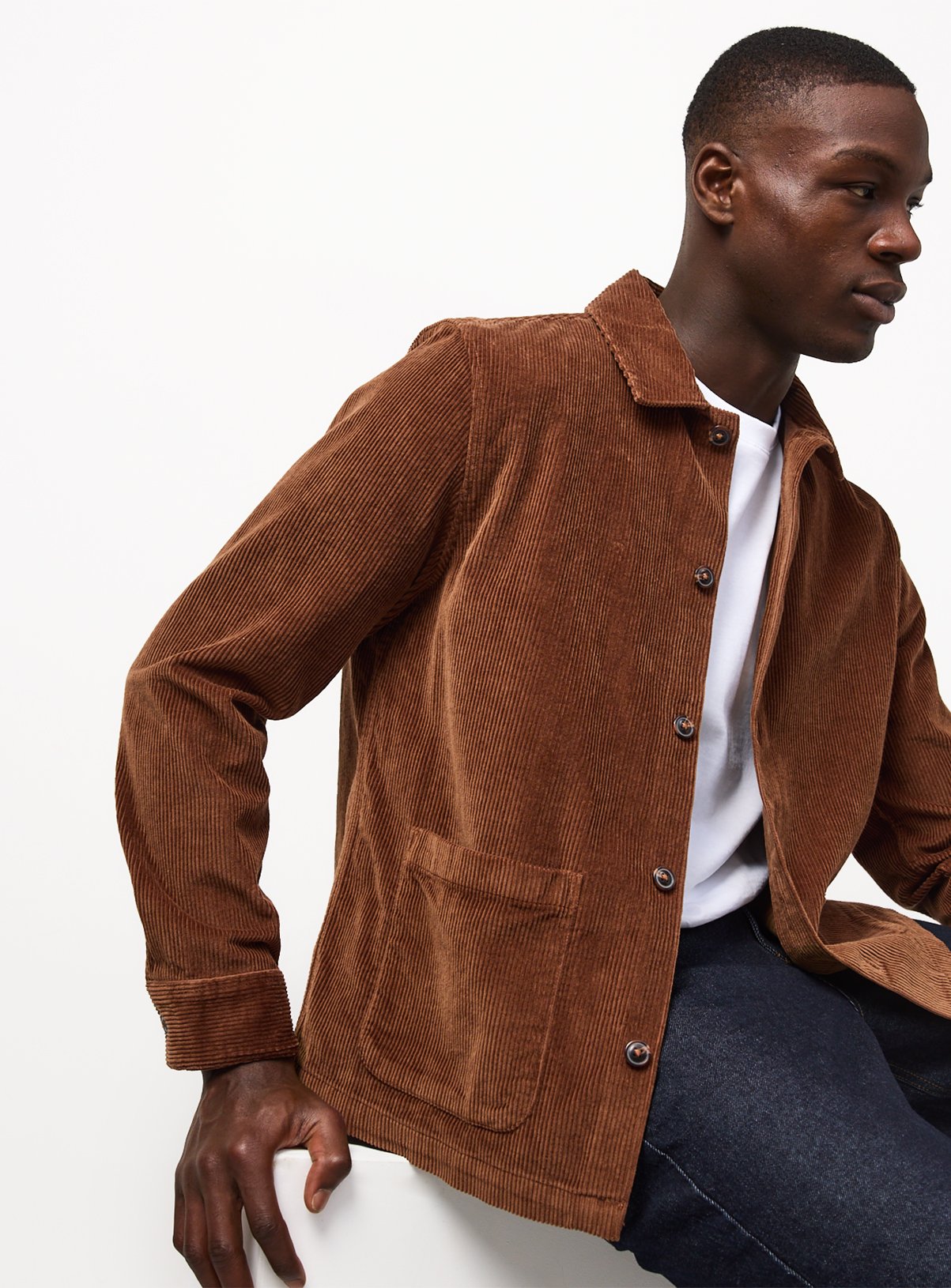 Brown Pure Cotton Corduroy Regular Fit Overshirt XXXL