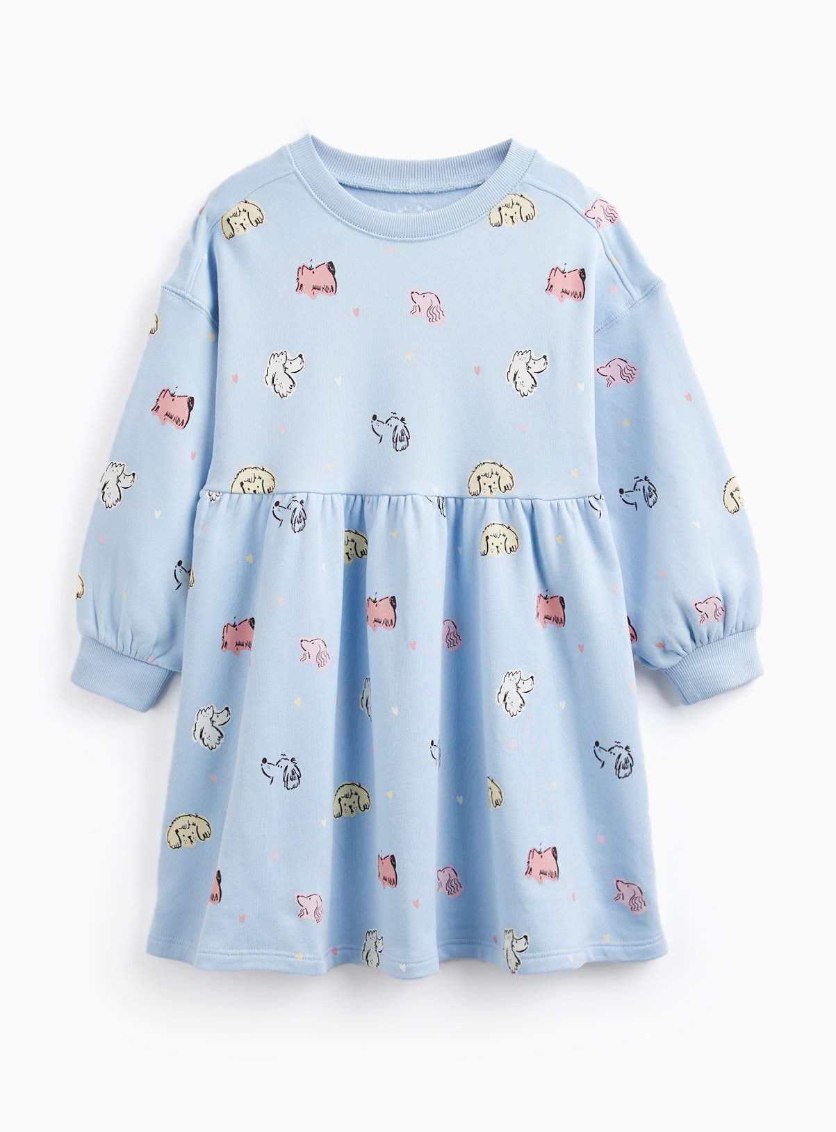 Blue Dog Print Sweatshirt Dress 