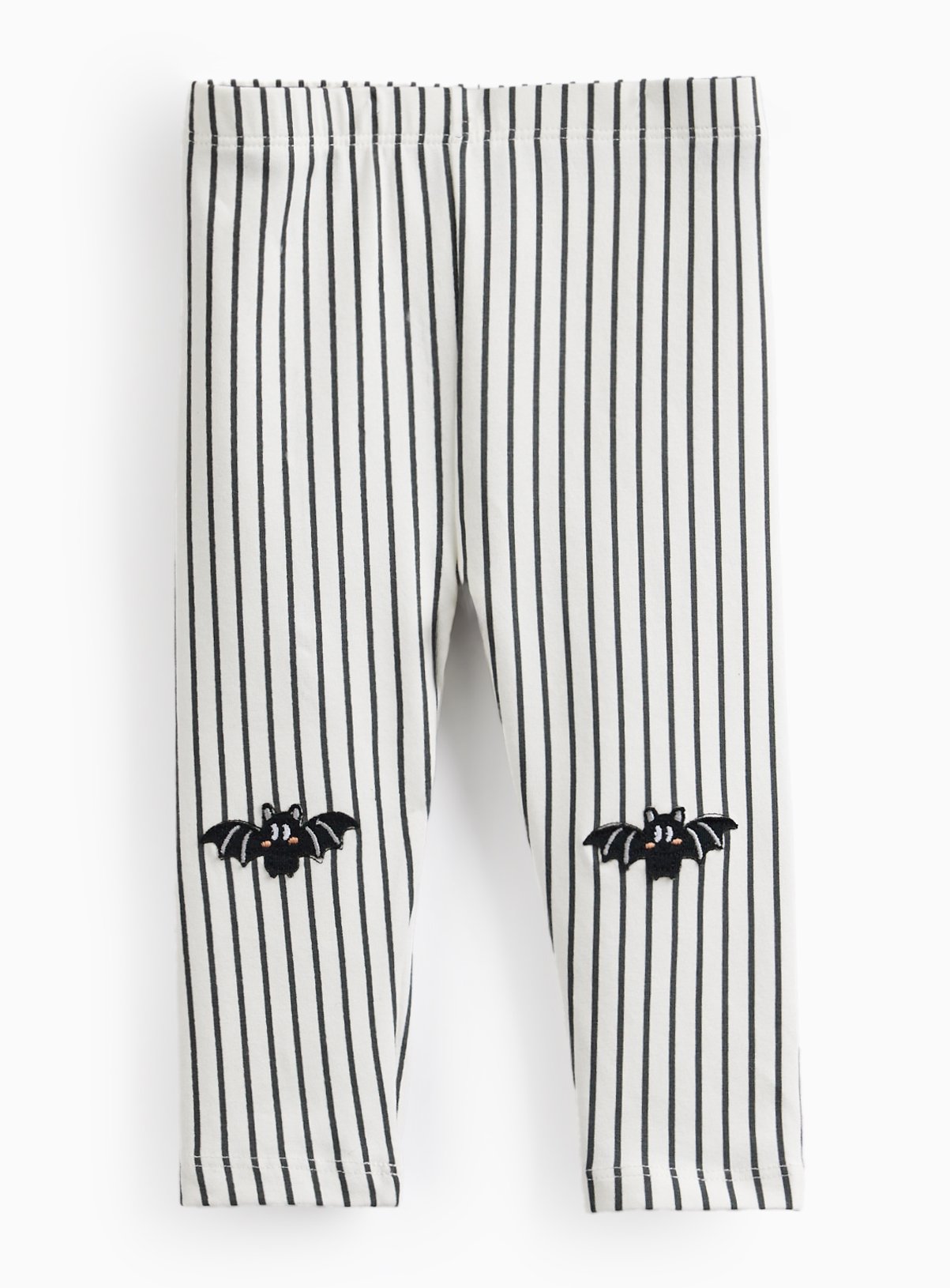 White Stripe Print Bat Patch Leggings 