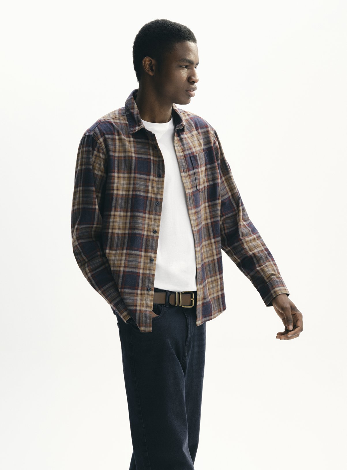 Multi-Check Brushed Cotton Shirt XXXL