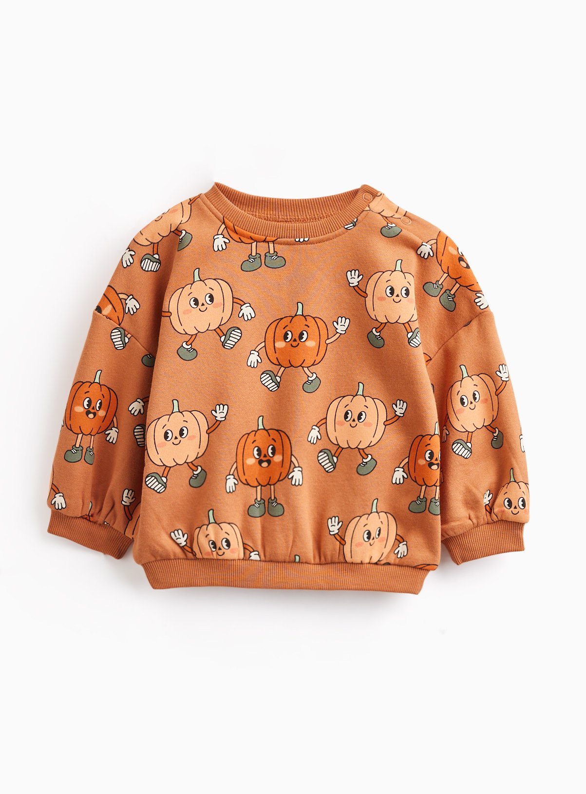 Orange Halloween Pumpkin Print Sweatshirt Up to 3 mths
