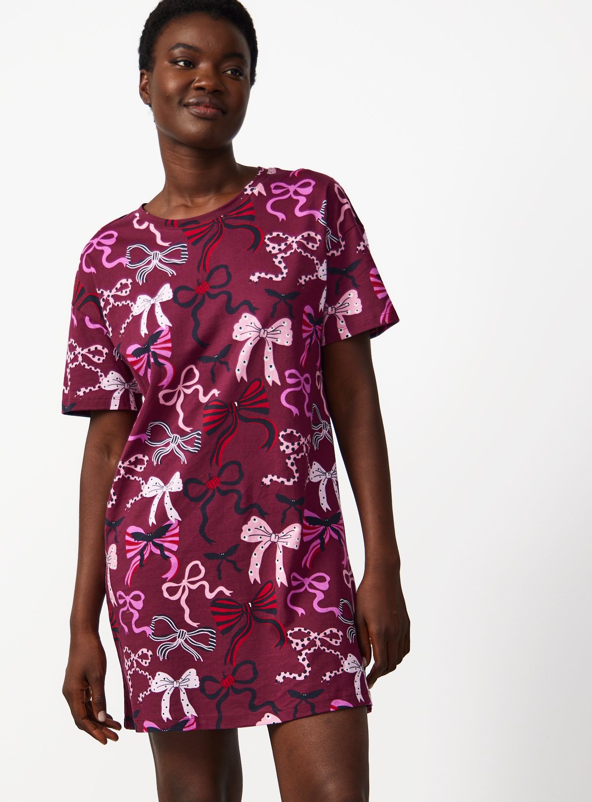 Plum Halloween Bow Print Sleep Tee 