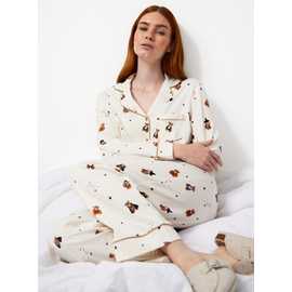 Cream Halloween Bears Print Traditional Pyjamas