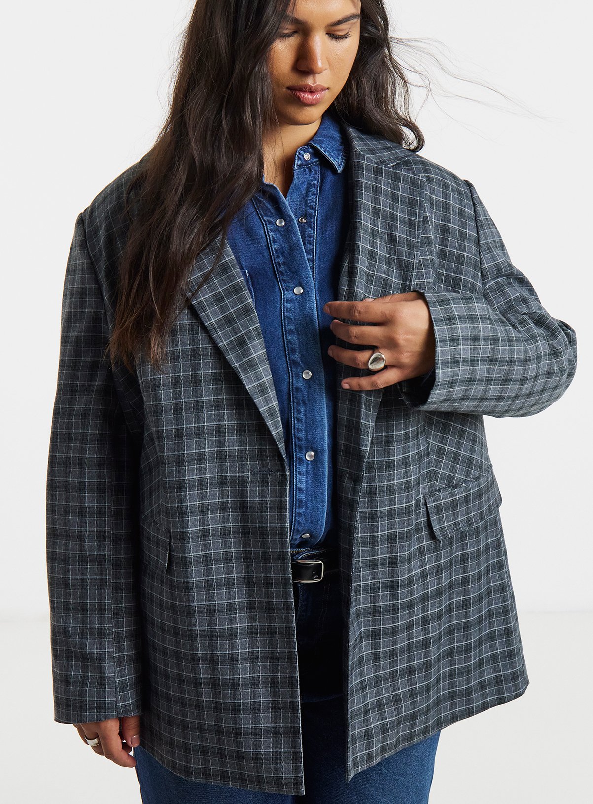 SIMPLY BE Oversized Check Blazer 20