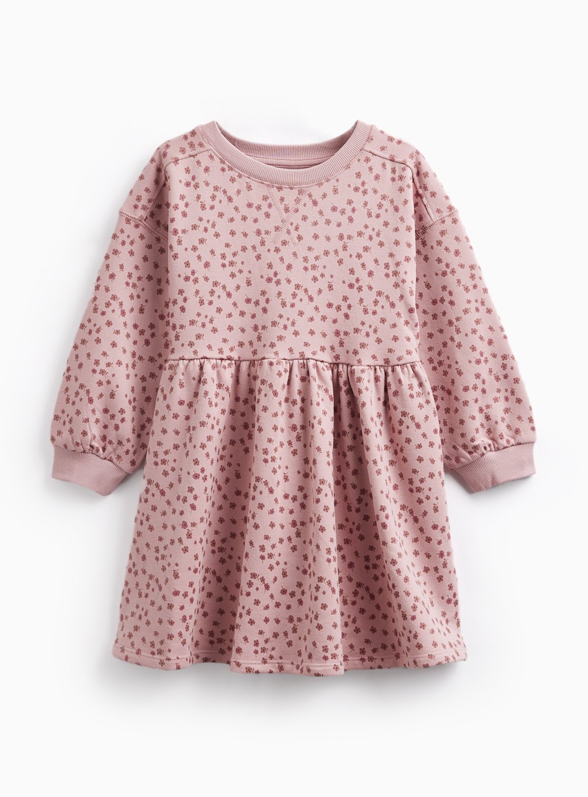 Pink Floral Print Sweat Dress 