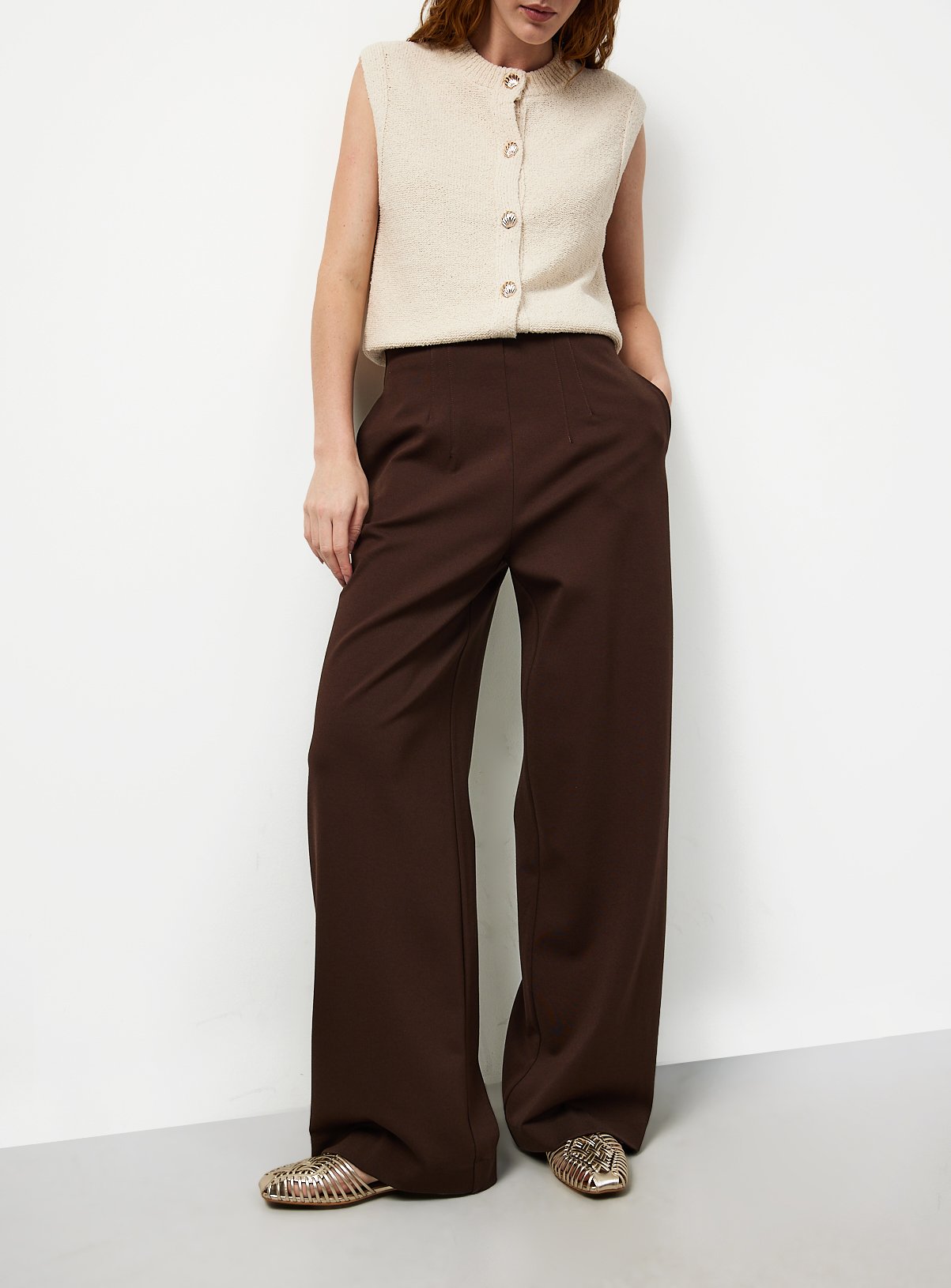 Wide Leg Ponte Trousers 
