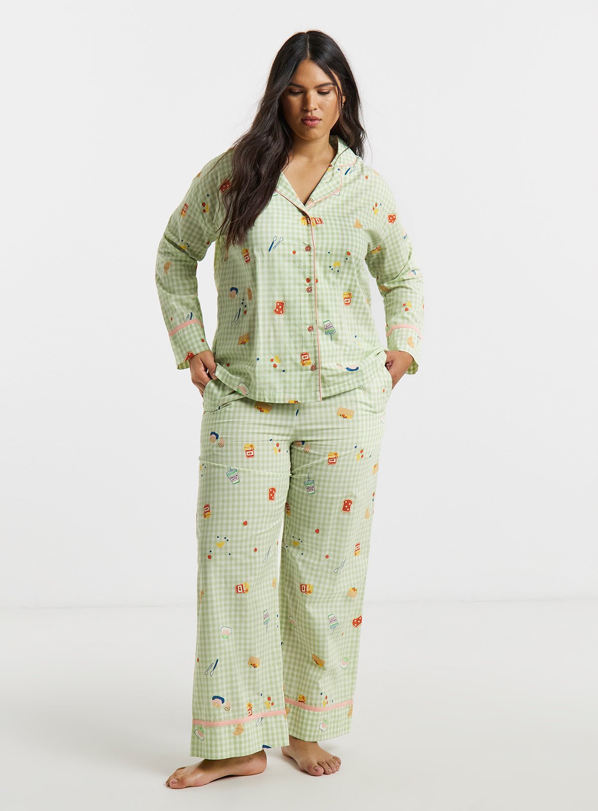 SIMPLY BE Printed Revere Breakfast Print Pyjama Set 22