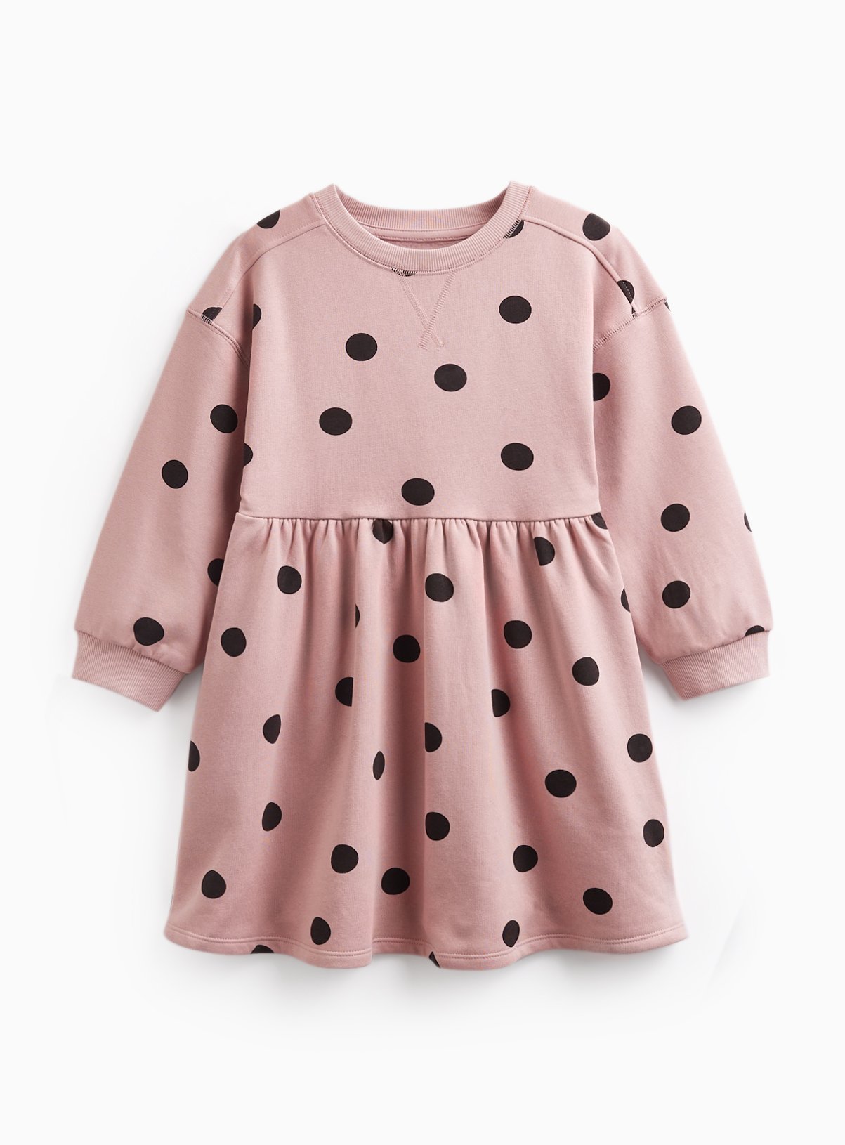 Pink Polka Dot Sweatshirt Dress 