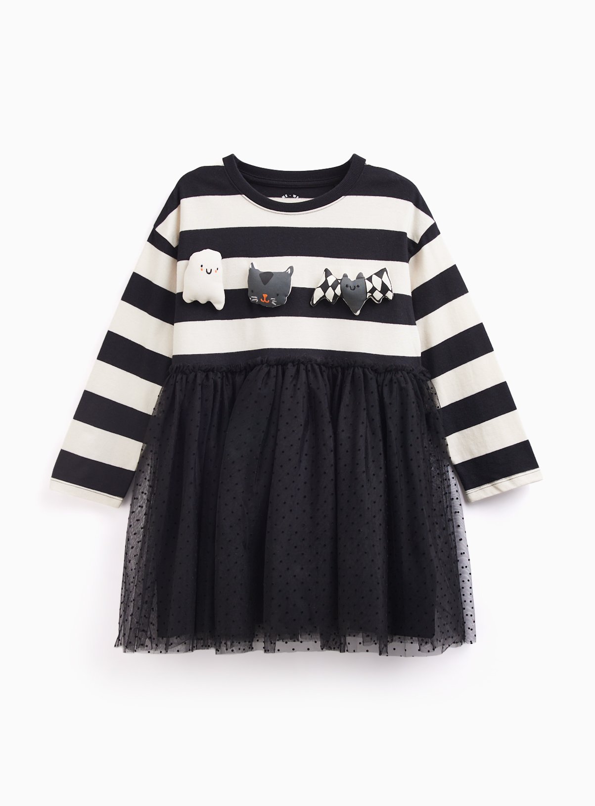 Black & White Striped Halloween Mesh Dress  