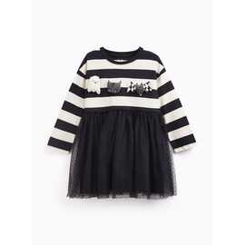 Black & White Striped Halloween Mesh Dress