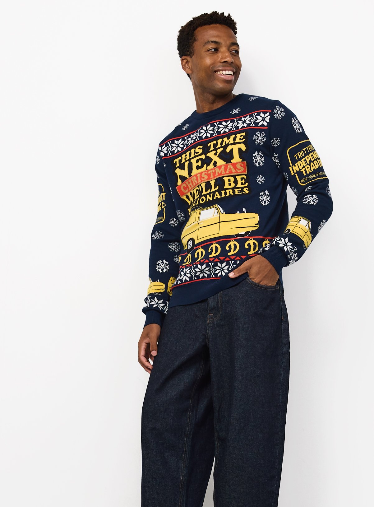 Navy Knitted Only Fools and Horses Christmas Jumper 