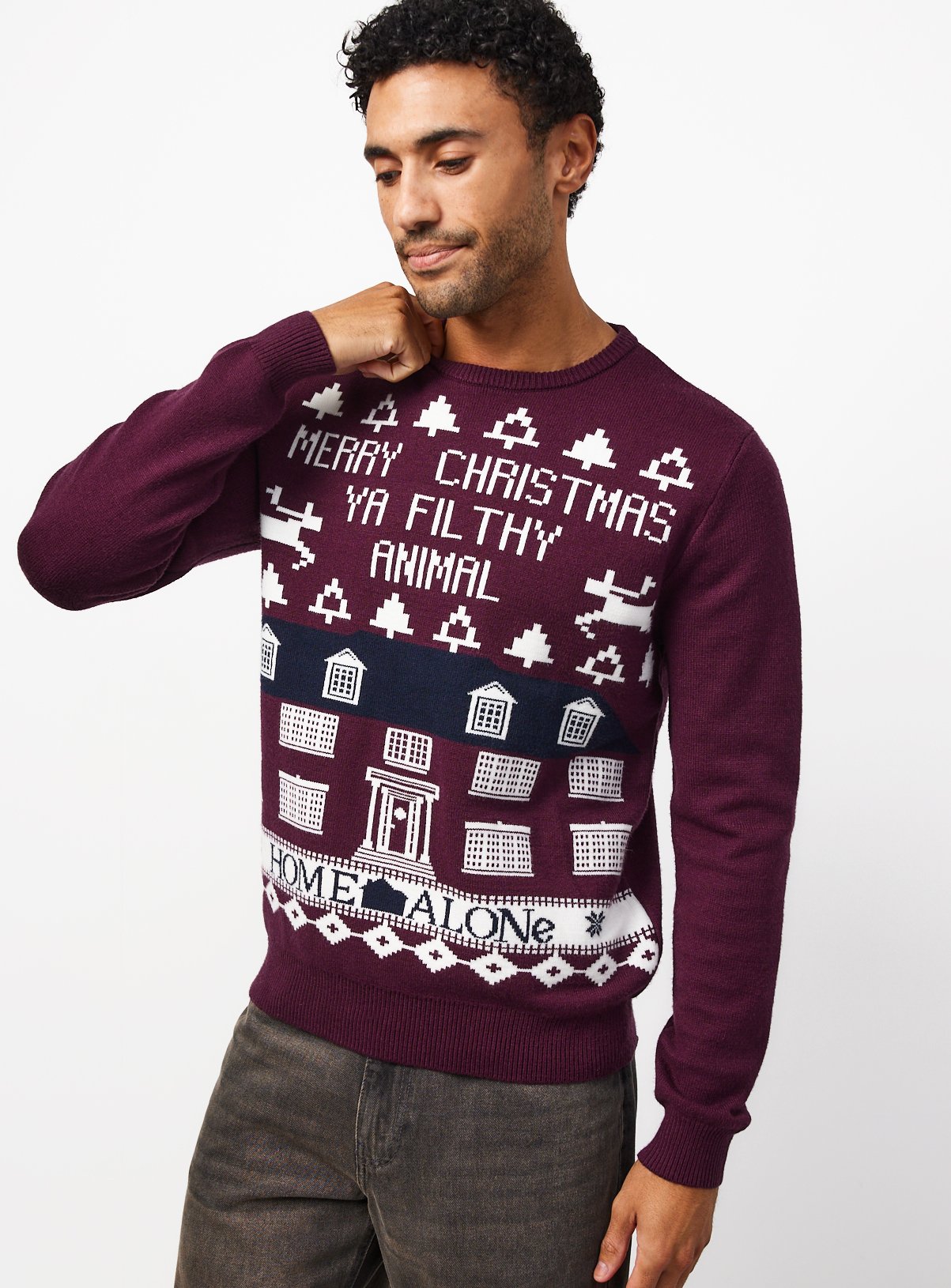 Home Alone Dark Red Christmas Jumper 